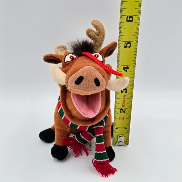Pumbaa Disney Christmas Ornament Holiday Plush Toy Scarf Red Green 2002 The Lion - Picture 3 of 9